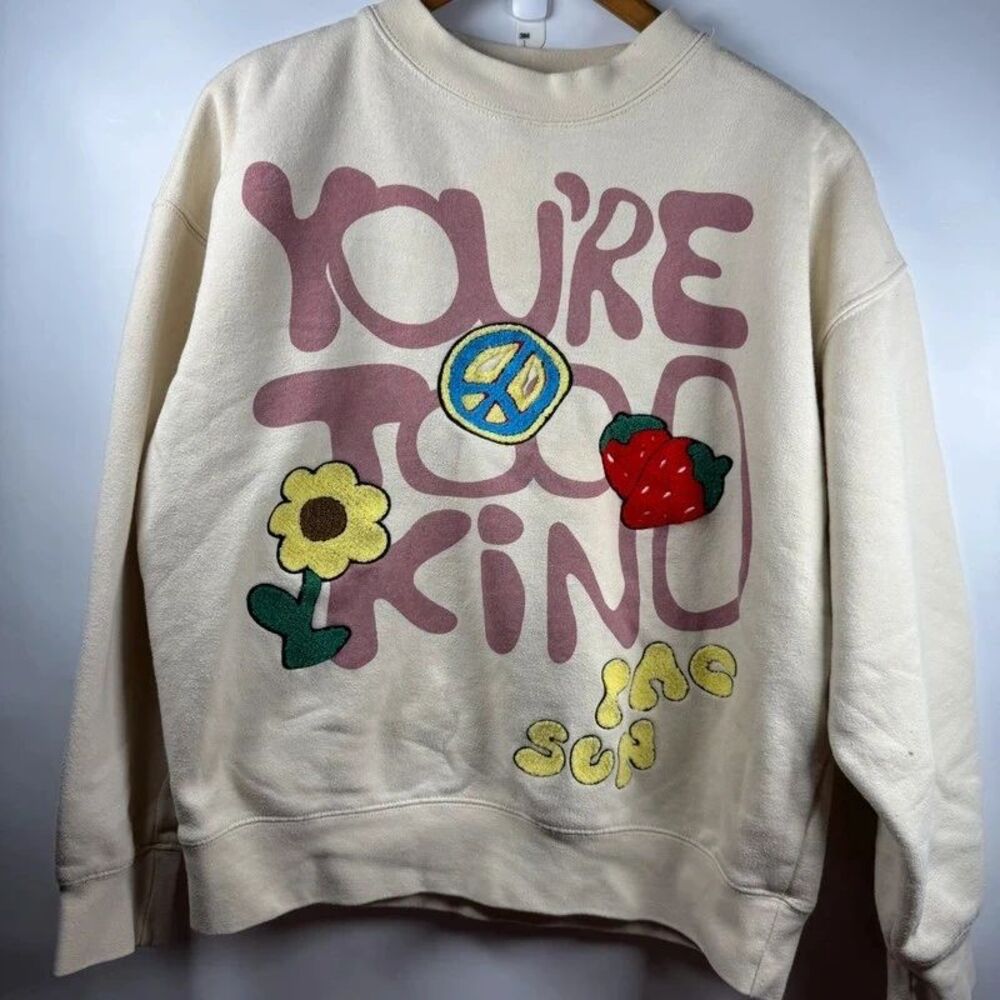 Pacsun Graphic Sweatshirt Womens Medium Strawberry Floral Pullover Comfy Lounge